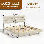 Base de lit plateforme, lit à lumières DEL avec tête de lit tapissier avec station de charge, sommier à lattes, aucun sommier requis,-1299687380-1299687383