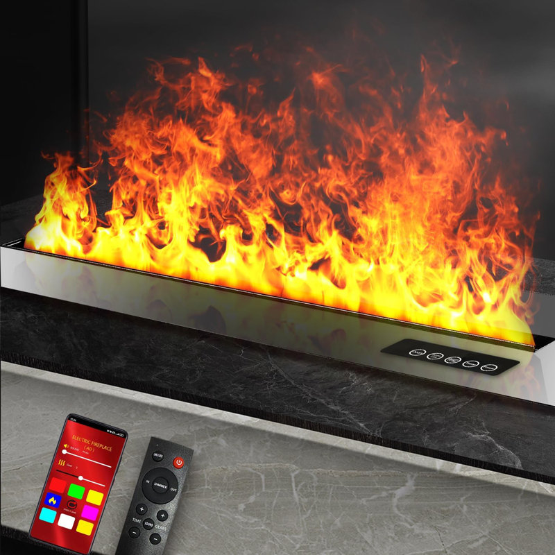 31.5" 3D Vapour Humidifier for Home Decoration Steam Fireplace Smart APP Fireplace All Seasons, 8.5"H x 31.5"W x 9.3"D