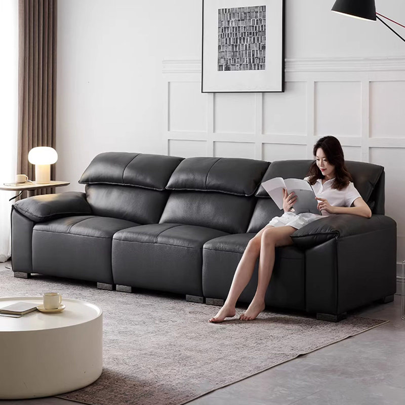 Canapé modulaire noir en similicuir, L 98,43 po