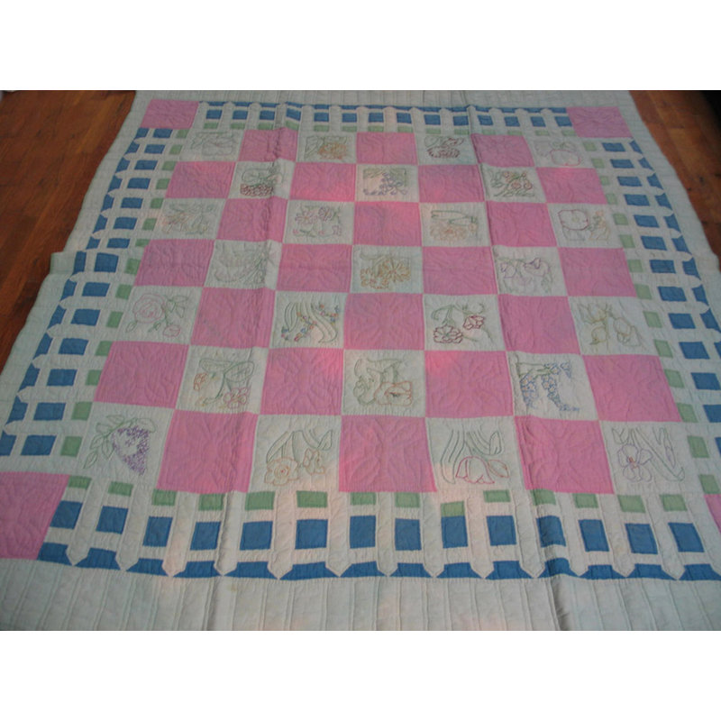 Antique Quilt Small Scatter Size Wool Ivory Rug