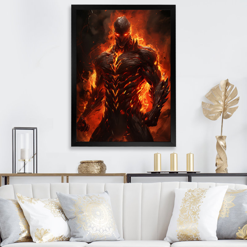 Fire Force Villian III sur impression sur toile, H 44 po x l 34 po x P 1,5 po, Cadre simple noir
