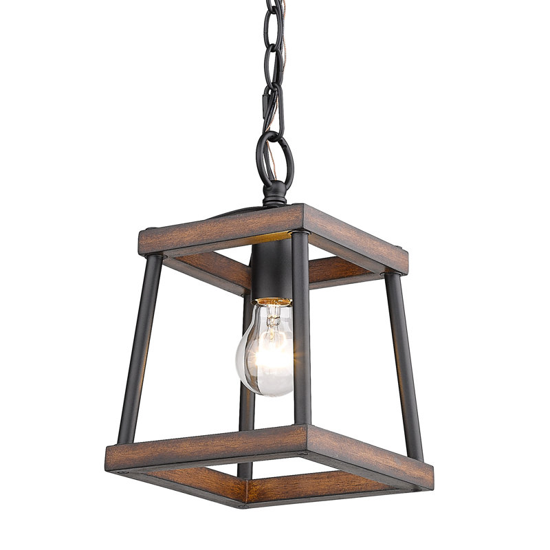 Daniela 1 - Light Single Pendant, Rustic Oak Wood Accents
