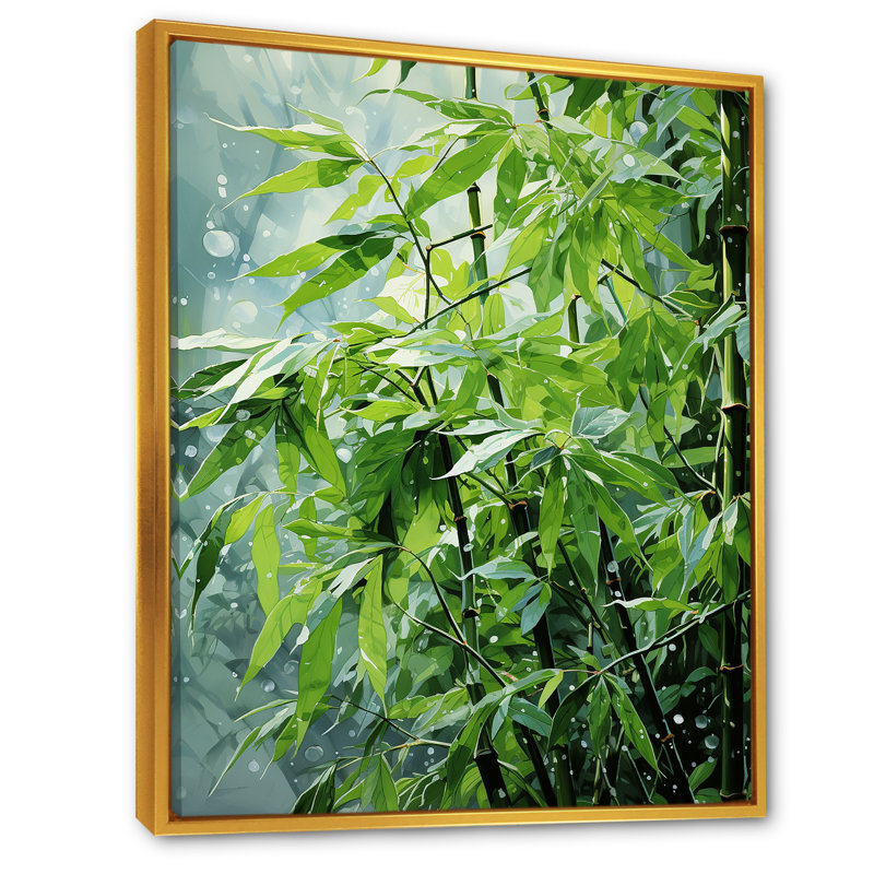 «Japon Bamboo Zenith Serenity I», reproduction d'art sur toile, Cadre flottant doré, H 20 po x l 12 po x P 1 po