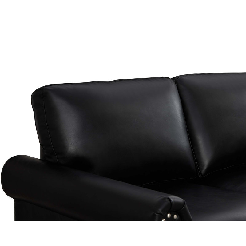 Cullie 59.45, Black Faux Leather, 34.5" H x 82.68" W x 31.89" D