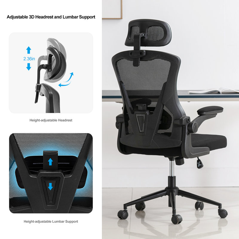 Chaise de travail ergonomique Kateria, Noir