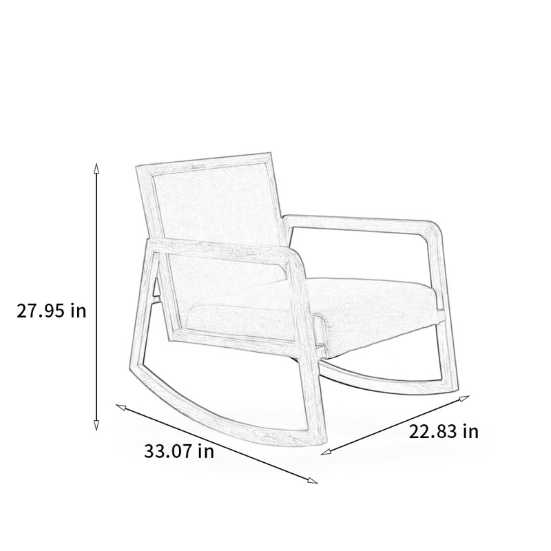 Chaise berçante simple en bois massif, Brun, Gris clair