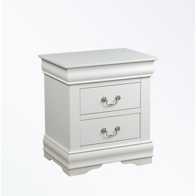 Nightstand with two drawers and metal handles