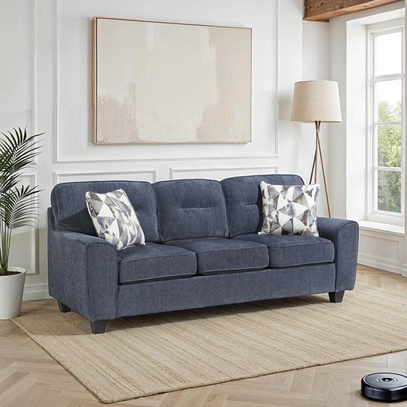 Canapé en chenille moderne et contemporain de 84 po avec coussins réversibles, 2 coussins décoratifs et siège à ressorts ensachés haute densité Junie
