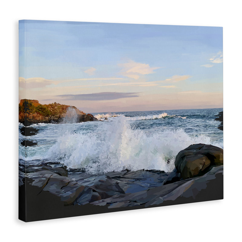 «Strong Breaking Waves», art mural sur toile par Emily Kalina, H 16 po x l 20 po