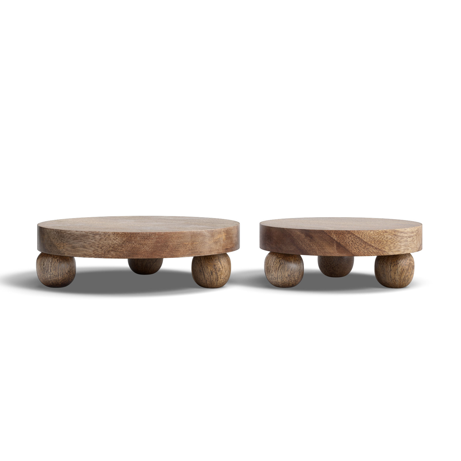 Joss & Main Round Wood Set Of 2 Riser Trays - 10.0" x 10.0" x 3.0" & Reviews | Wayfair
