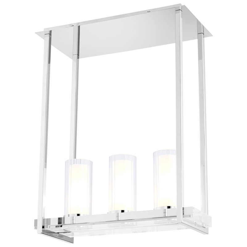 Luminaire suspendu linéaire pour îlot de cuisine 3 lumières Orion, Nickel poli