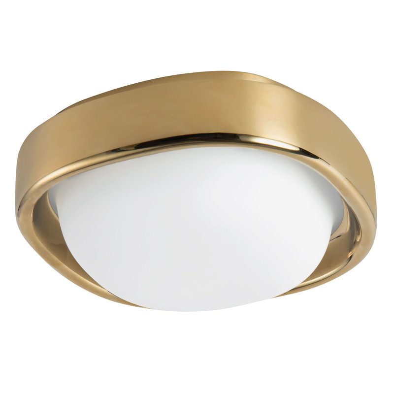 Pebble 8-in Silver dimmable LED Flush Mount, Brass