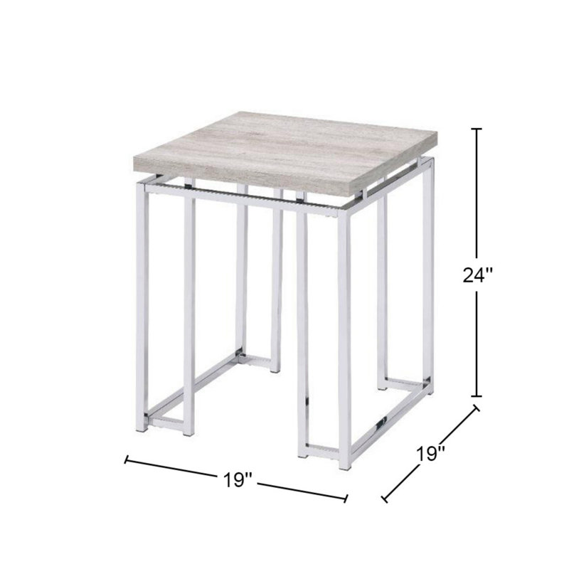 Square End Table With Metal Sled Base