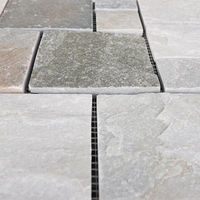 Carreaux de patio et de terrasse en pierre imbriqués - 18 pièces, plancher intérieur / extérieur pour balcon, pierre colorée