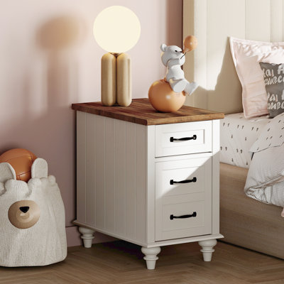 Off White Kids Nightstand With Charging Station For Kids Bedroom