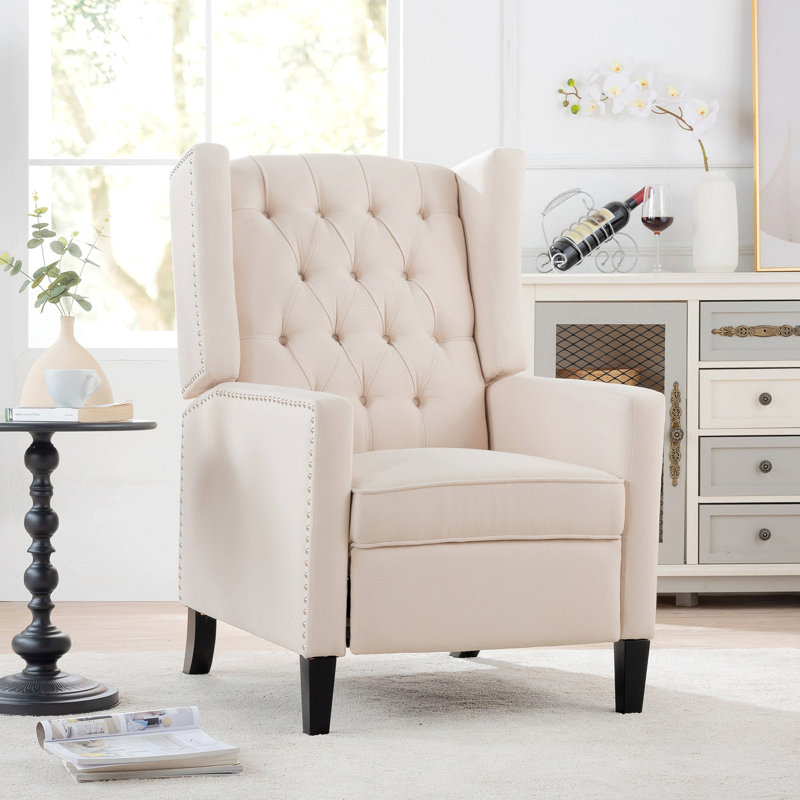 Chaise d'appoint, chaise capitonnée pour le salon, Tissu beige