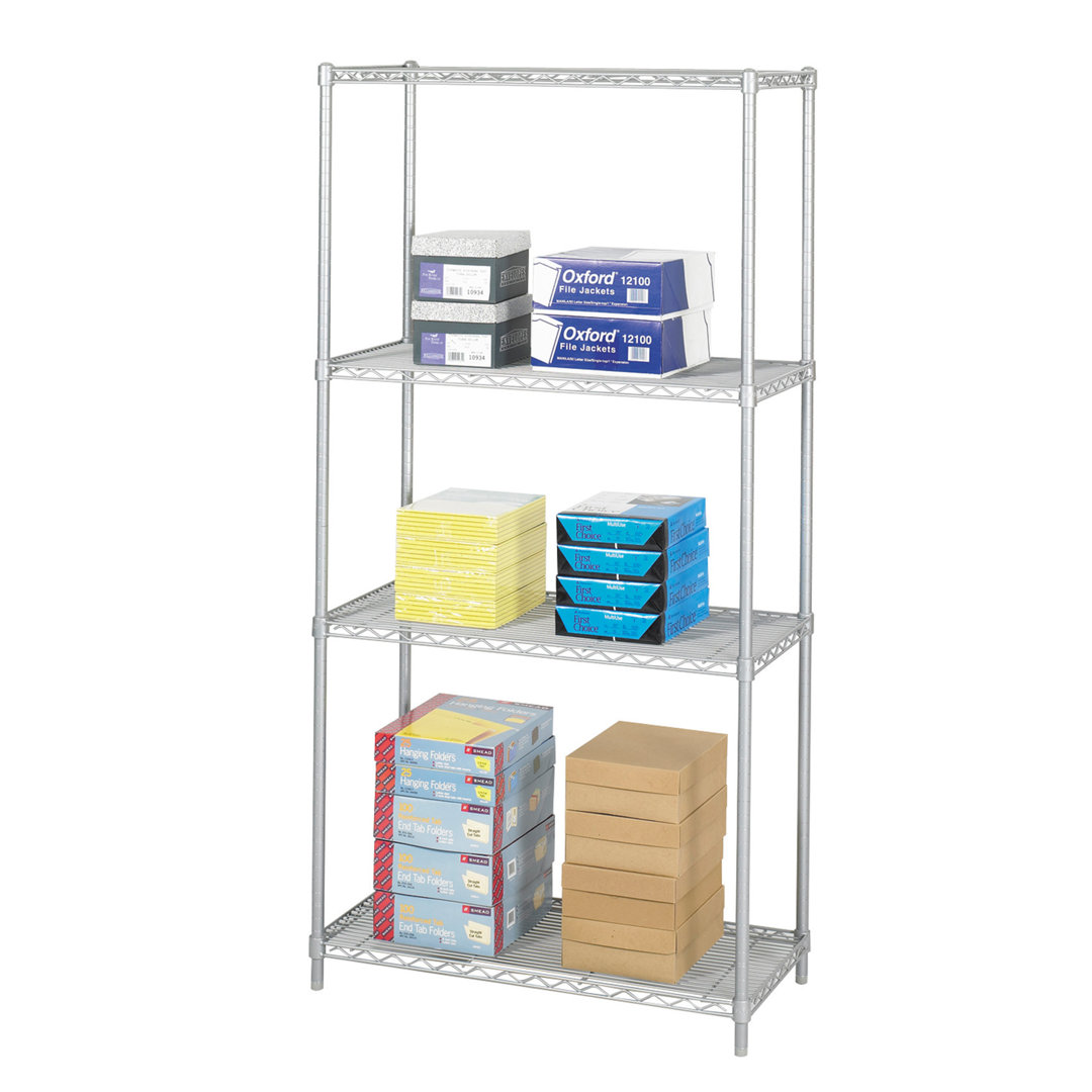 Industrial Wire 3 Shelf Shelving Unit Starter - 36" x 18" Safco Products Company