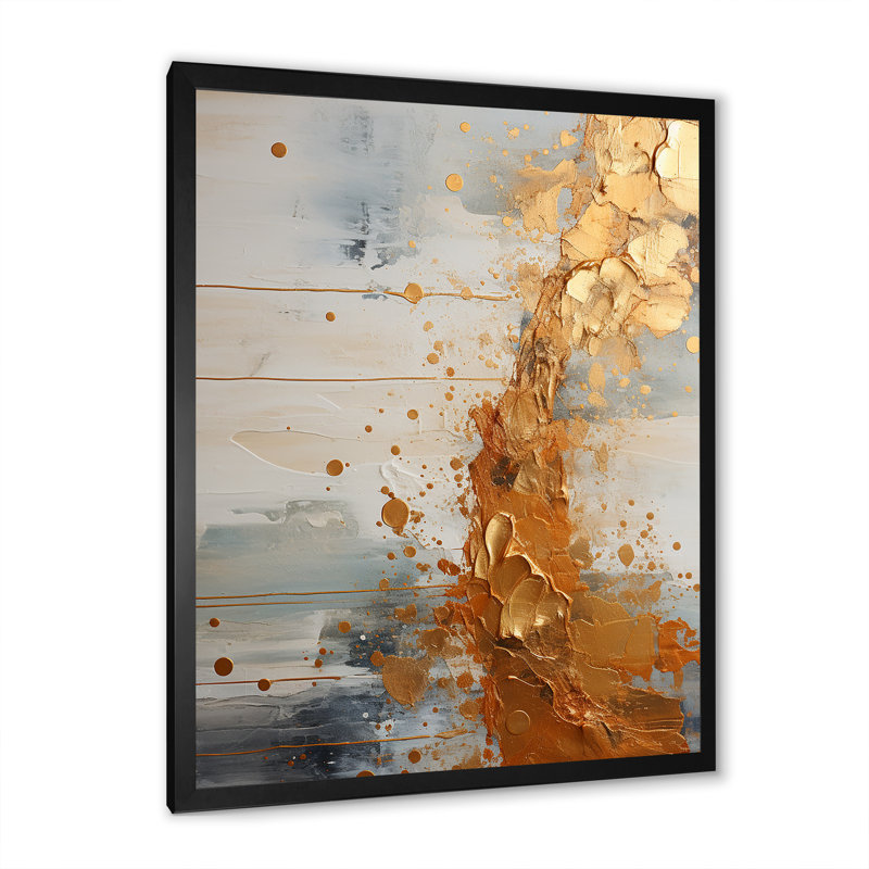 Or et gris Rhythms Champagne - Champagne, art mural, Cadre photo noir, H 20 po x l 12 po x P 1 po