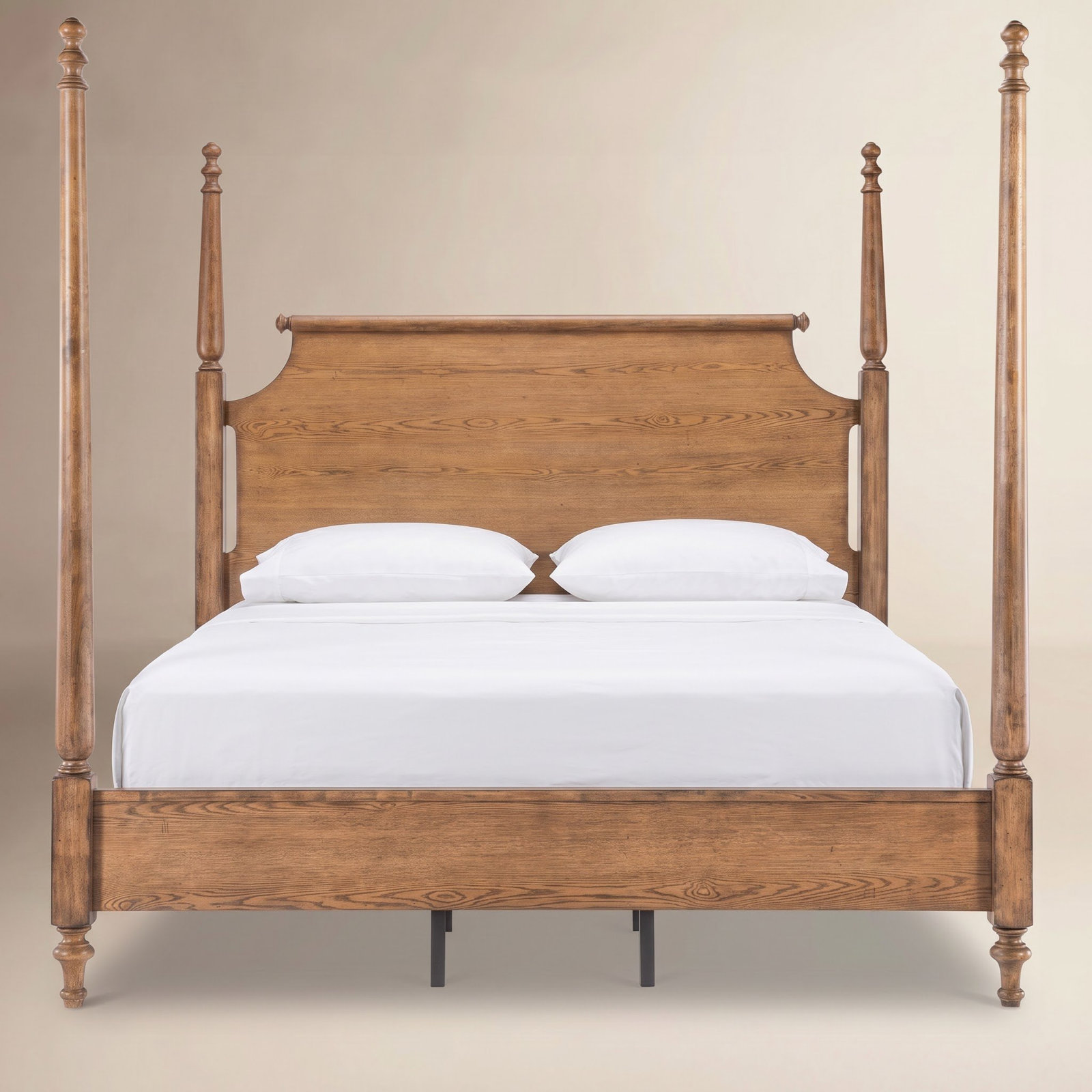 Country Living Four Poster Oak Bed, Brown, Queen
