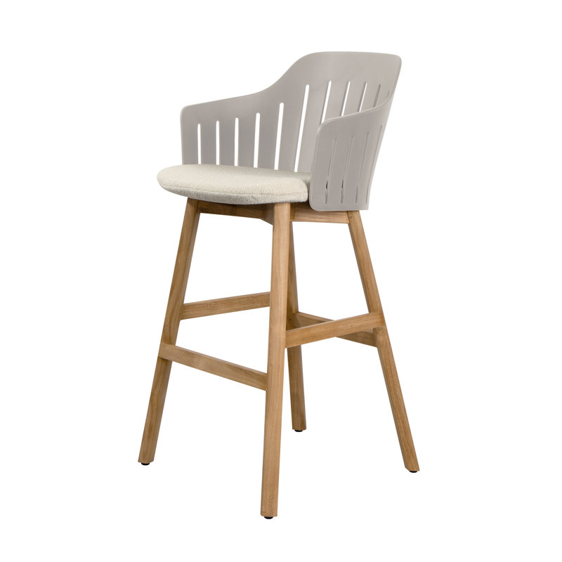 Choice Chair Outdoor and Bar Four Legs Teak Base with Upholstery Sand Cane-line Free Seat Cover, Taupe/Teak/Sand