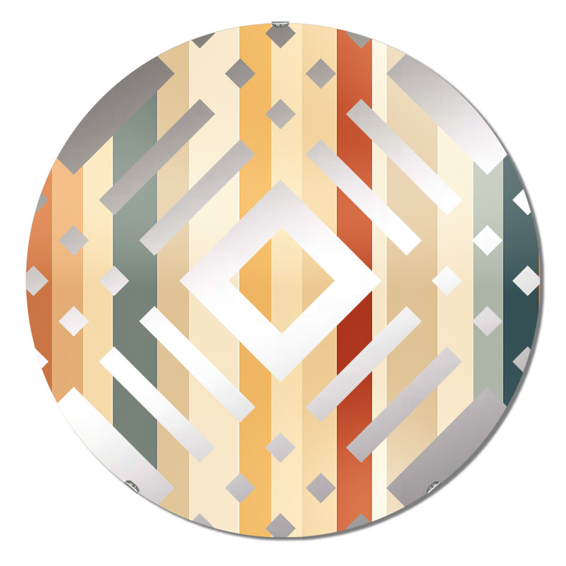 Miroir décoratif losange beige et brun à rayures Serenity, 31,4 po x 31,4 po