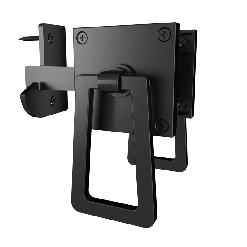 Loquet de barrière à double face, loquet de porte à verrouillage automatique robuste pour clôture en bois, noir