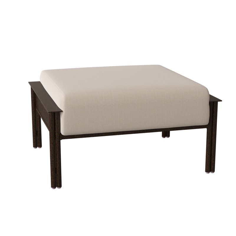 Repose-pieds d'extérieur avec coussin Jax, Noir texturé, Lin beige antique Sunbrella®