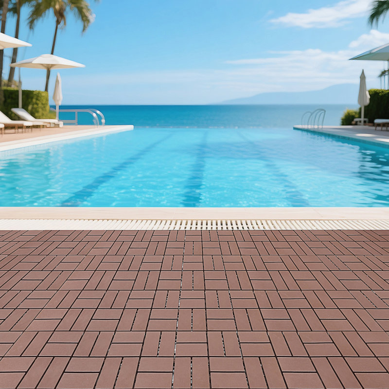 Carreaux de terrasse en plastique emboîtables, Brun