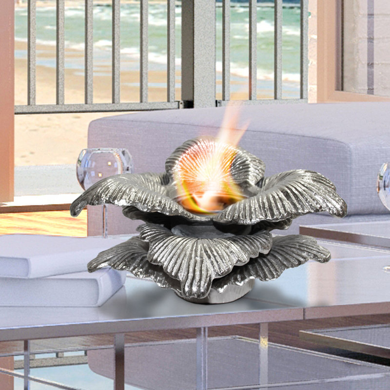 Chatsworth Silver Aluminum Gel Fuel Tabletop Fireplace