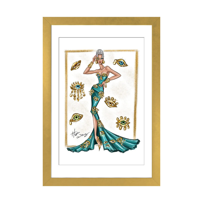 All Eyes on Her  , Open Corner Framed Print Paper with Mat, 24" H x 16" W, Gold