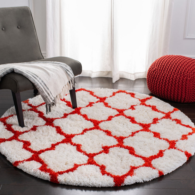 Tapis géométrique performance à poils longs Kalama Barcelona, Rond 5 pi