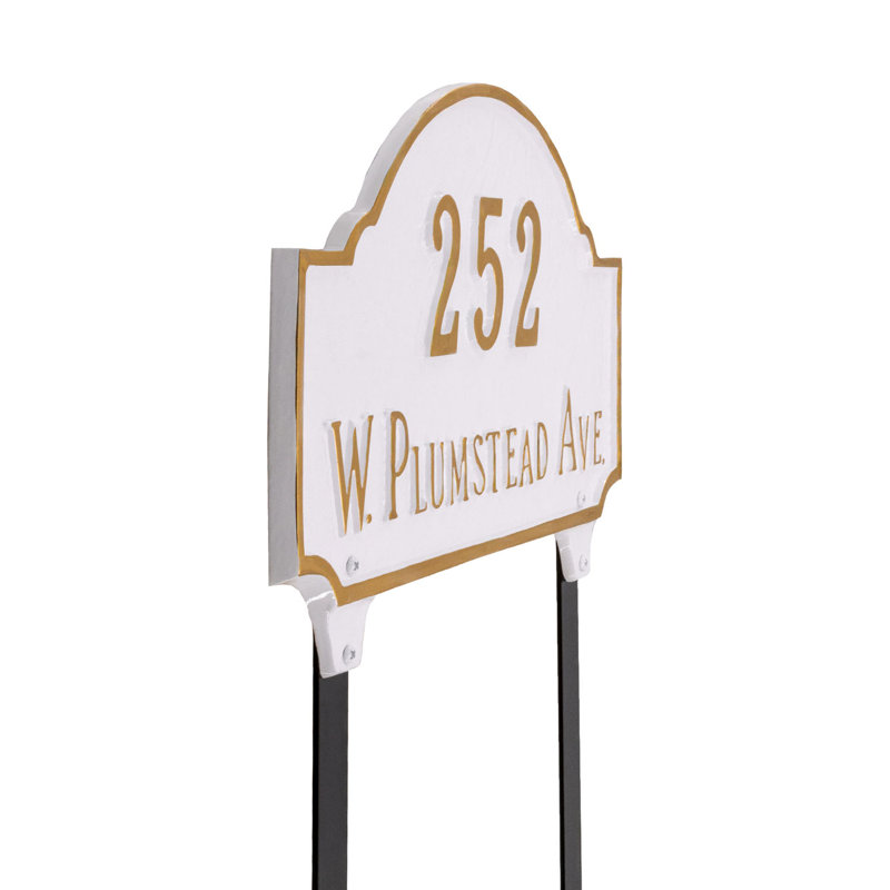 Enseigne d’adresse pour pelouse sur 2 lignes, Fer suédois / argent, Oui