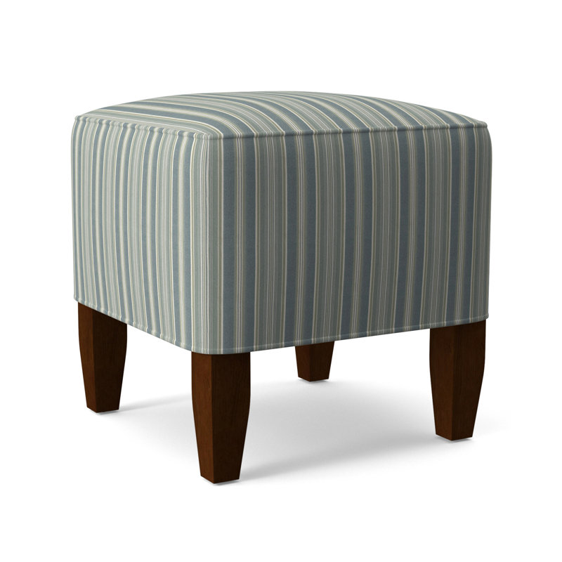 Brooklyn Upholstered Ottoman, Green and Blue Stripe; 0252-54, Coffee Finish