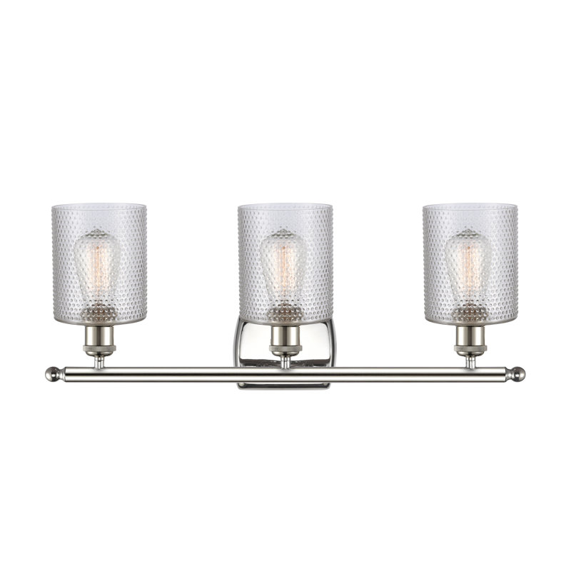 Éclairage de salle de bain à intensité variable à 3 lumières Leilani, Transparent, Nickel poli, Ampoule non incluse