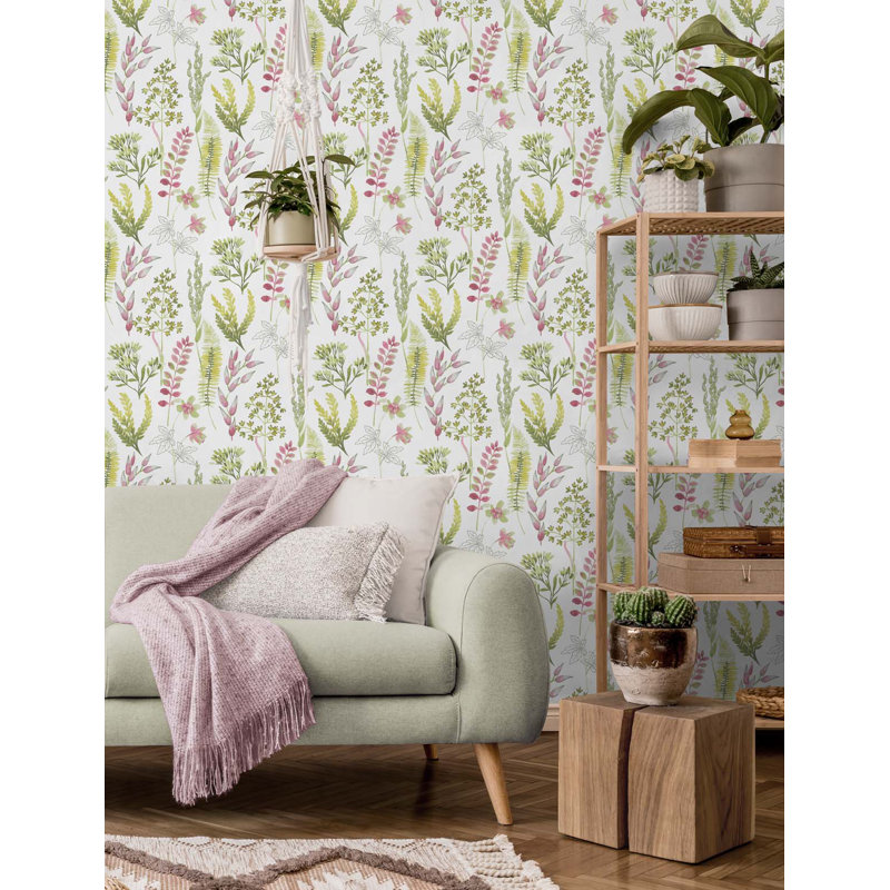 Rouleau de papier peint autocollant L 18 pi x l 20,5 po Ailun, Citronnelle / rose chic