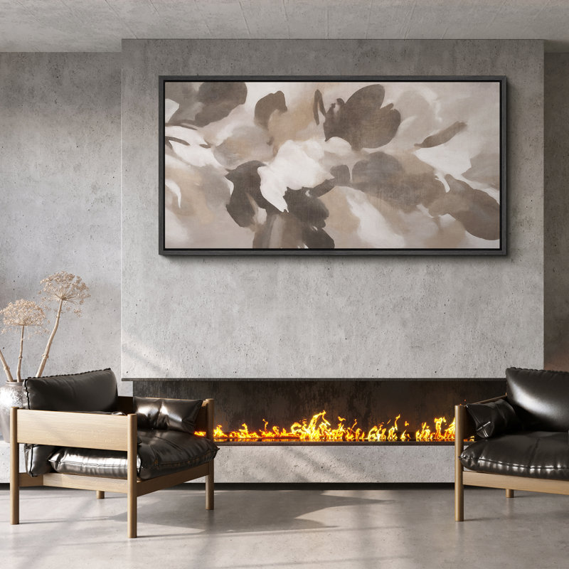 Art mural neutre sur toile à motif floral abstrait - doux pétales à coups de pinceau pour espaces modernes et transitionnels