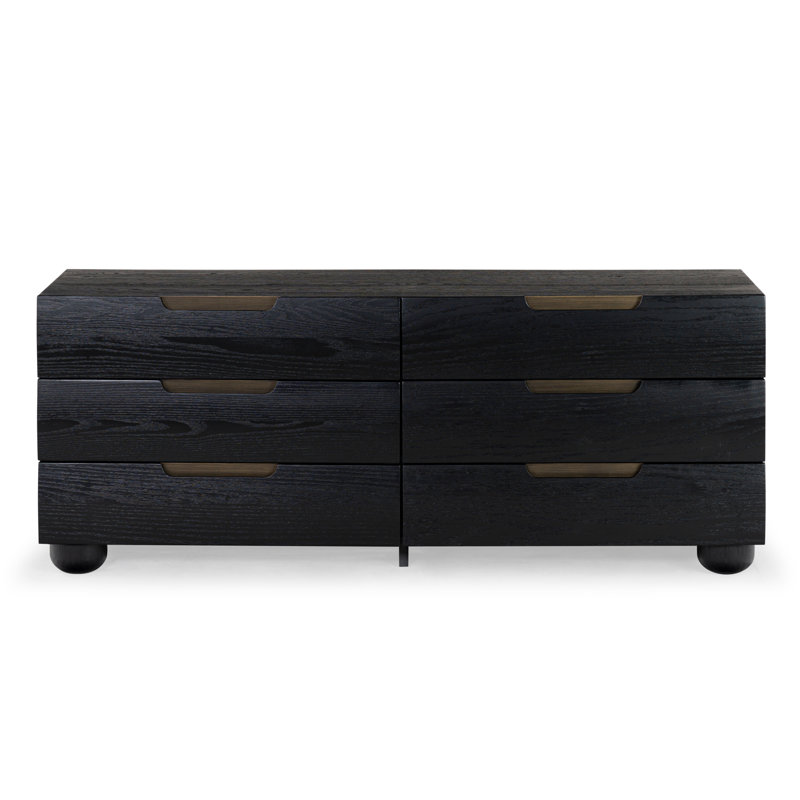 Beethoven Wood 6 Drawer Dresser, Black