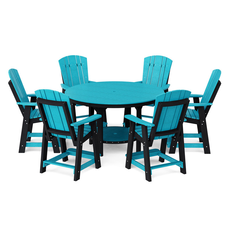 Heritage 7-Piece 60" Pub Counter Set, Aruba Blue/Black