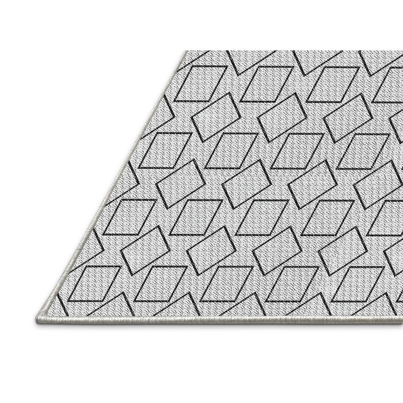 Tapis noir/gris à motifs, Rectangle 5 pi x 8 pi