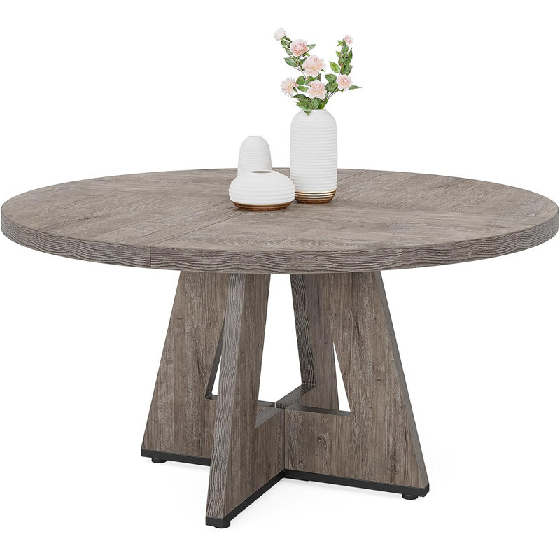 47" Round Farmhouse Dining Table, Grey