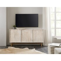 Izsak White Wood Media Console, TV Stand Cabinet with Storage for Livi