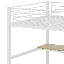 Lit mezzanine double en métal avec bureau intégré, escalier de rangement, petite armoire et lumière DEL-92287718