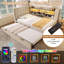 Linen 3FT Single Sofa Bed with Pull Out Trundle, Storage, USB & Type-C Ports, LED Lights, 90x190 cm Daybed-1298227213