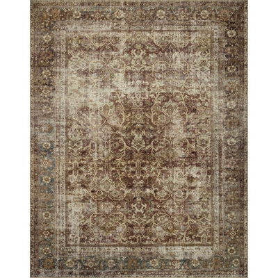 Tapis rouille / lagon lavable à la machine Magnolia Home par Joanna Gaines X Loloi Sinclair