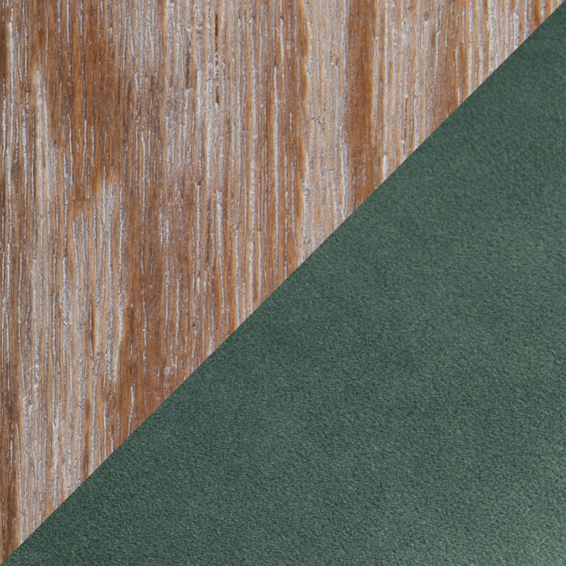 Chaise de salle à manger en bois blanchi et velours bleu clair - ensemble de 2, Vert