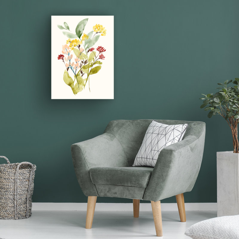 Spring Sprigs I Vertical Canvas Art in White and Green
