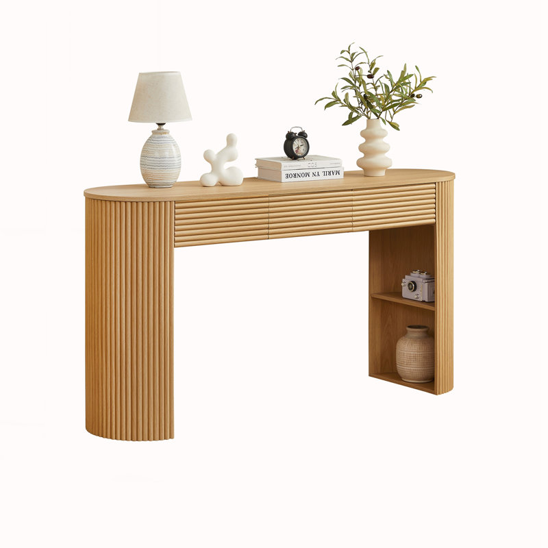 Console moderne à 3 tiroirs Nara, Naturel