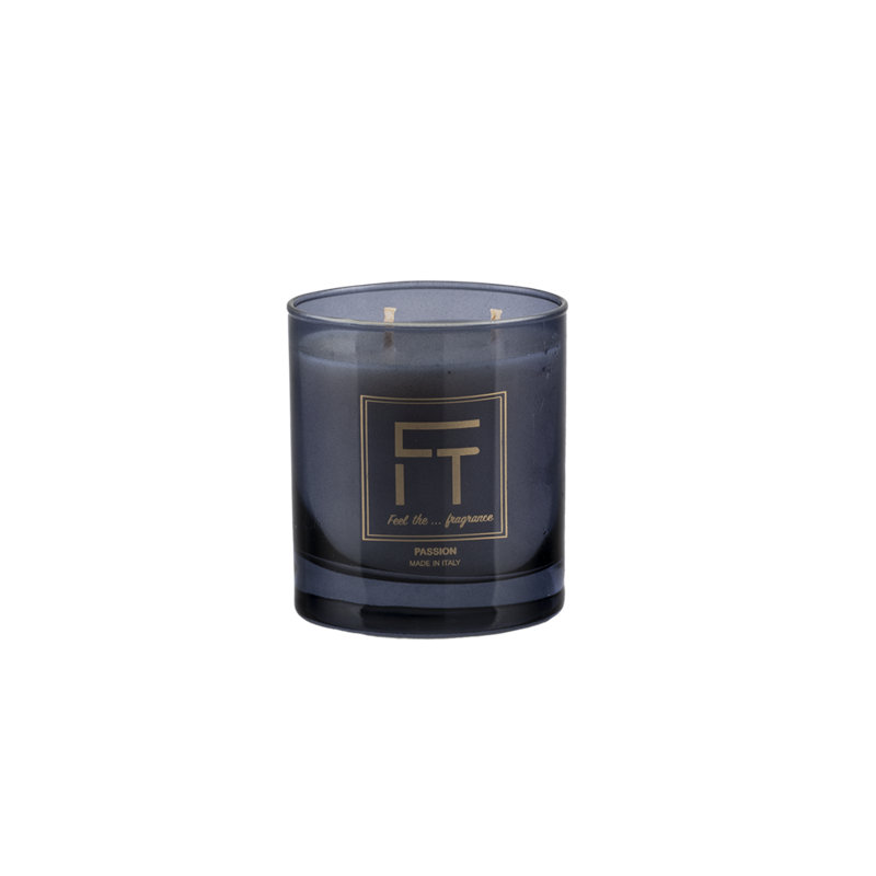Passion Scented Designer Candle with Glass Holder, Smoked Black