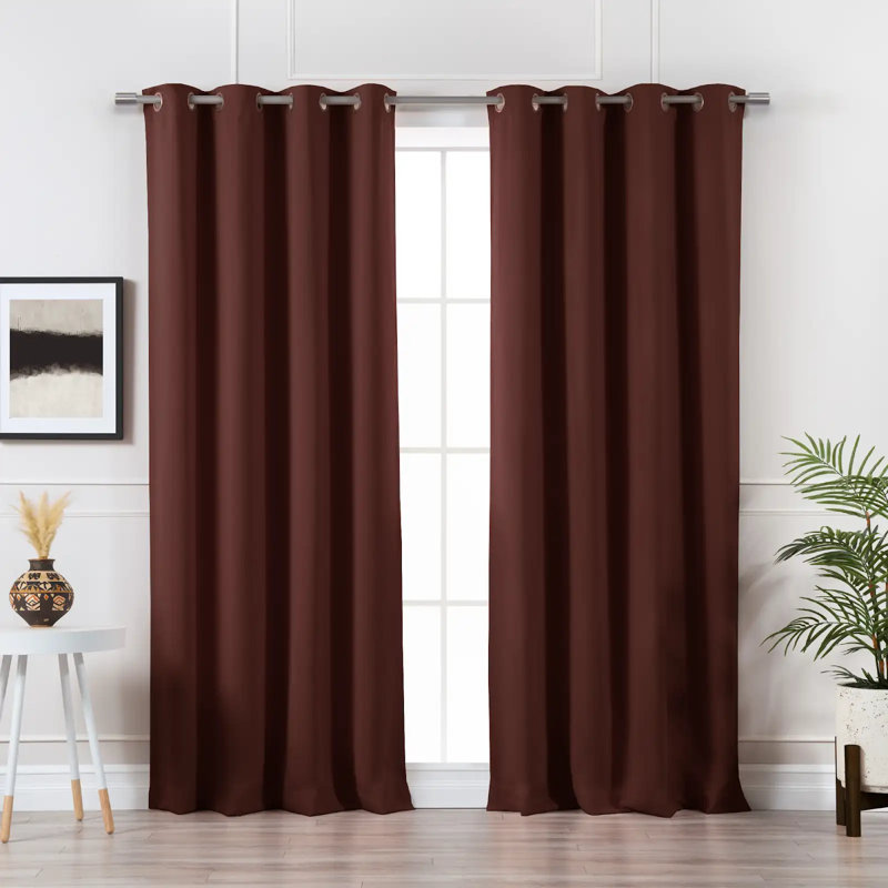 Adina Sevan Solid Thermal Grommet Curtain Panels, 52"W x 108"L, Chocolate