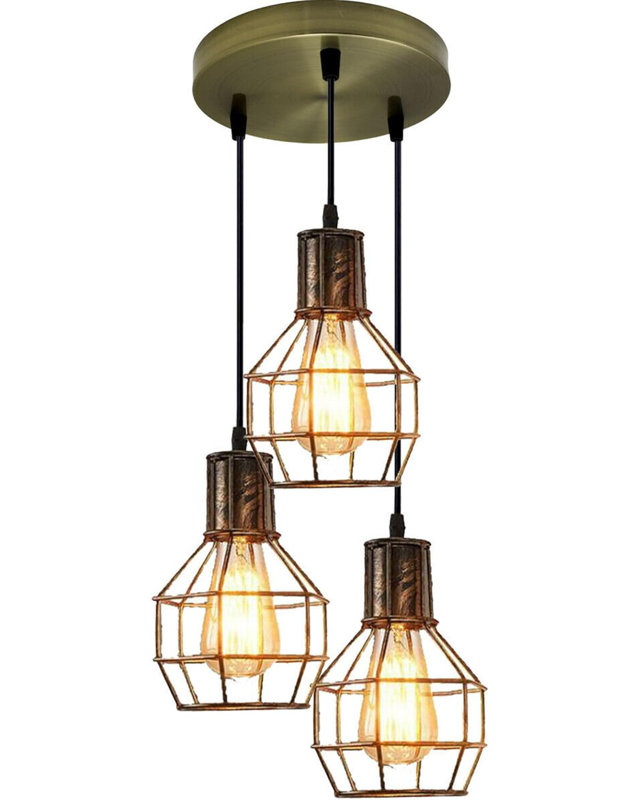 3 - Light Green Brass Caged Pendant, No
